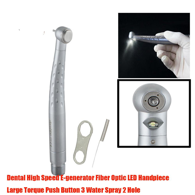 High-Torque Fiber Optic Handpiece - 2-Hole, 3-Spray, Push Button, Oval Handle