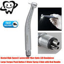 4-Hole E-Type LED Fiber Optic High-Speed Handpiece with 3-Button Control & High Torque