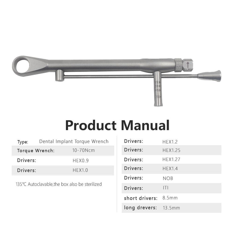 Complete Dental Implant Kit with Universal Wrench, Ratchet Drivers & Repair Tools - Prosthetic 10-70NCM - Ideal for Dentists & Oral Surgeons, Easy to Use & Versatile.
