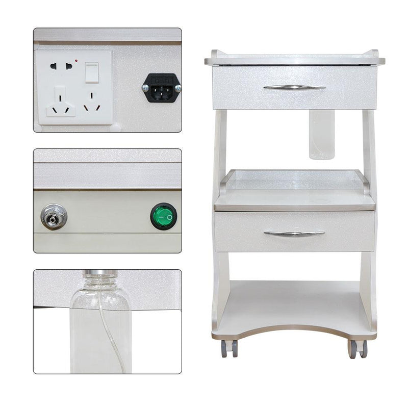 Mobile Dental Cart with Built-in Socket, Water Bottle Holder & Rolling Trolley Base