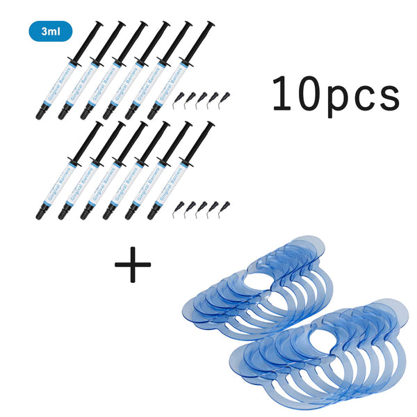 10pcs 3ml Dental Gum Dam Gingival Protection Gel + 10 pcs C-SHAPE Teeth Whitening Intraoral Cheek Lip Retractor Mouth Opener