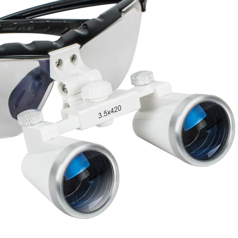 Dental Surgical Medical Binocular Loupes 3.5X 420mm Optical Glass Loupe with Black Frame