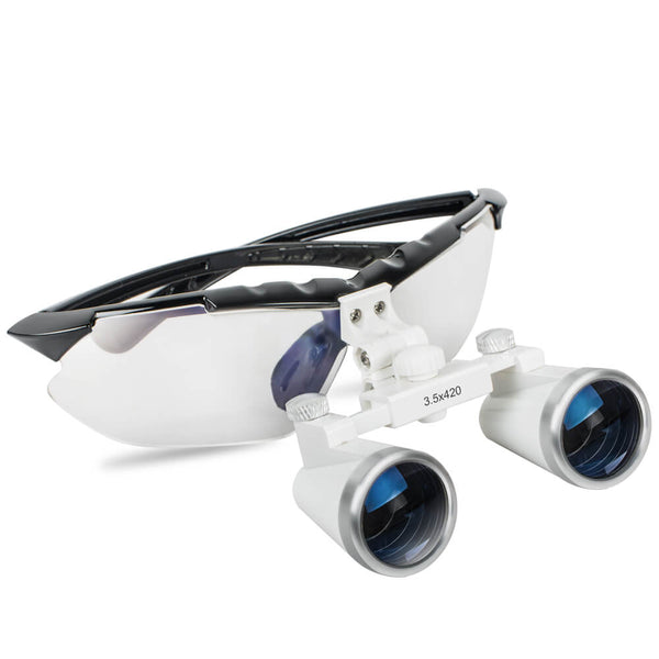 Dental Surgical Medical Binocular Loupes 3.5X 420mm Optical Glass Loupe with Black Frame