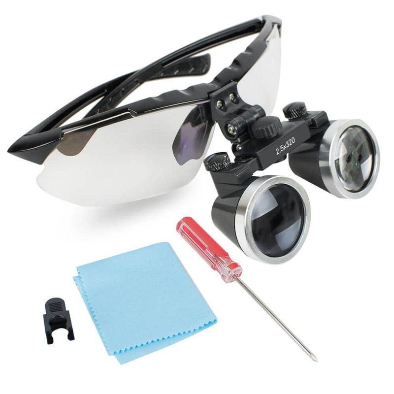 Dental Surgical Medical Binocular Loupes 2.5X 320mm Optical Glass Loupe for Dentist (Black)