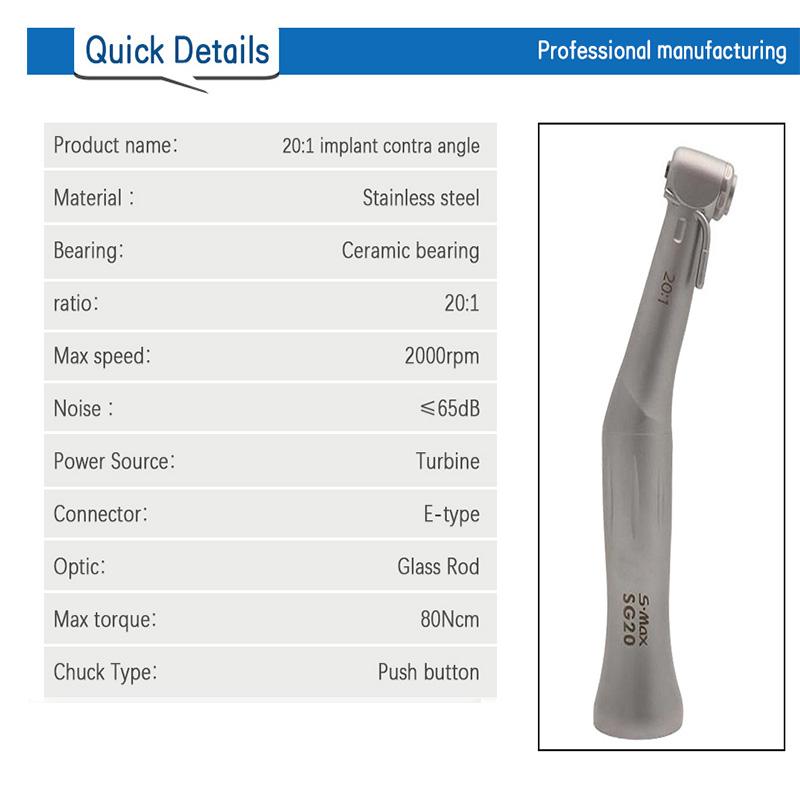 20:1 Low Speed Contra Angle Implant Handpiece