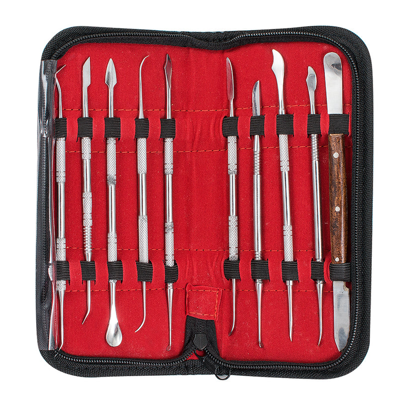 Angelwill Stainless Steel Wax Carver Tools Carving Set Surgical Dental Sculpture Instrument with Case