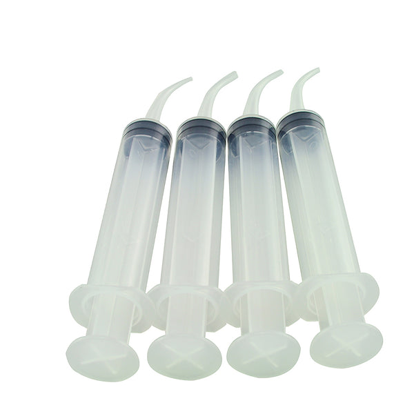 4pcs Disposable Dental Irrigation Syringe With Curved Tip 12CC