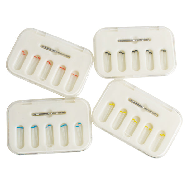 4 Box 4 Drills Dental High-intensity Quartz Glass Straight Pile Fiber Resin Post