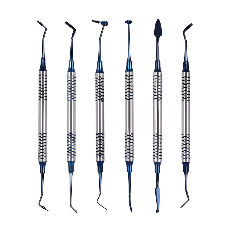 6Pcs/Set Dental Composite Resin Filling Spatula Titanium Plated Head