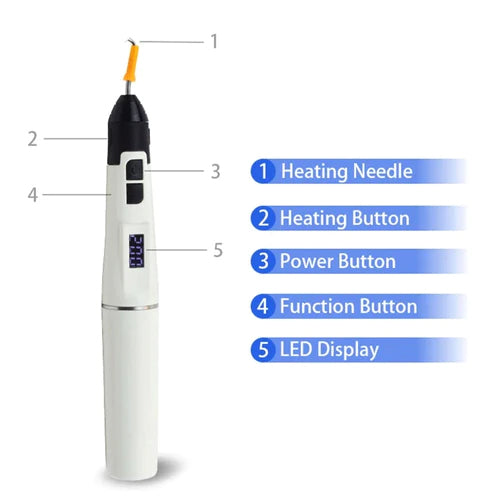 Professional Dentist Dental Obturation System: Endodontic OLED LCD Screen, Warm Gutta-percha Gun & 4 Heating Tips