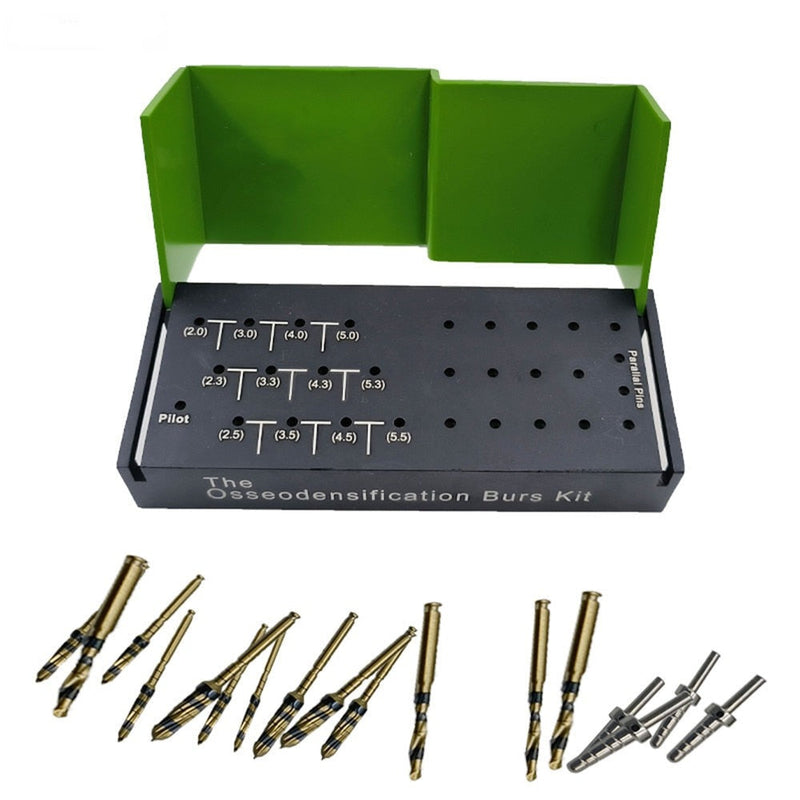17 Pcs/set Dental Osseodensification Bur Drills Dental Implant Green Kit Surgical