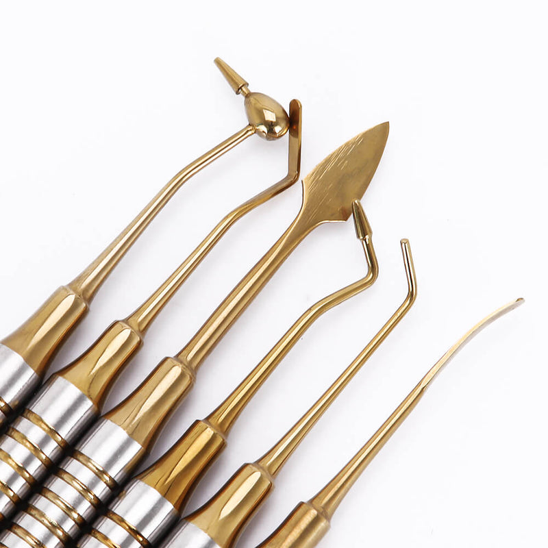 6Pcs/Set Dental Composite Resin Filling Spatula Titanium Plated Head