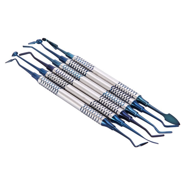 6Pcs/Set Dental Composite Resin Filling Spatula Titanium Plated Head
