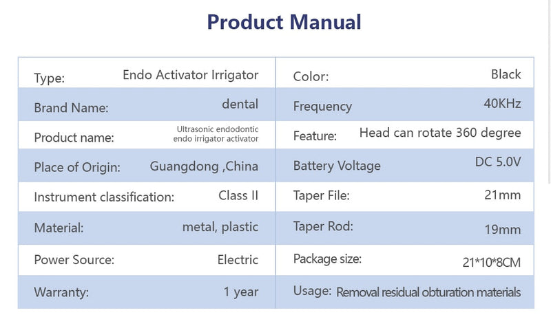 Dental Wireless Ultrasonic Operation Endo Ultrasonic Activator